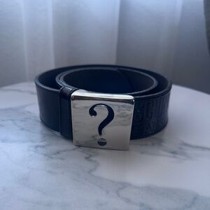 Moschino Black Belt with Silver Question Mark Buckle